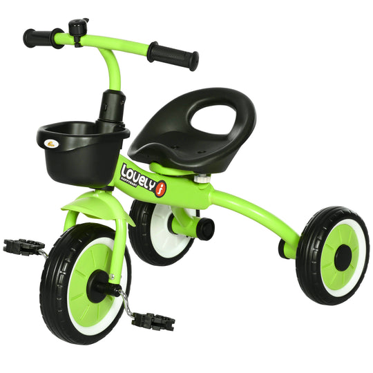 Tricycle for Toddler 2-5 Year Old Girls and Boys, Toddler Bike with Adjustable Seat, Basket, Bell, Green