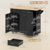 Kitchen Island on Wheels with Wood Drop Leaf, Charging Station, Rolling Kitchen Cart with Adjustable Shelf