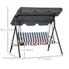 3-Seater Outdoor Porch Swing with Adjustable Canopy, Patio Swing Chair for Garden, Poolside, Backyard, Grey and White