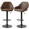 Adjustable Bar Stools Set of 2, Swivel Barstools with Footrest and Back, PU Leather and Steel Round Base, Coffee