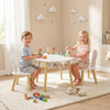 Qaba 3 Pieces Kids Table and Chair Set, Activity Table and Chair Set with Cloud-Shaped Chairs, Mesh Bag