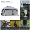 13' x 10' Patio Gazebo Canopy with 2-Tier Polyester Roof, Vented Mesh Sidewall & Strong Aluminum Frame