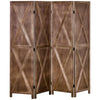 4-panel Wall Partition Farmhouse Room Separator with Foldable Design Wooden Frame 5.6FT, Walnut