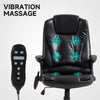 Reclining Massage Office Chair, Executive Office Chair with High Back, Swivel Wheels, Black