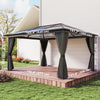 10' x 12' Hardtop Gazebo Canopy with Polycarbonate Roof, Aluminum Frame, Netting, Curtains and Ceiling Hook, Charcoal Grey