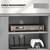 TV Stand with Storage for 55 Inch TV, Modern TV Cabinet with 2 Open Shelves and 2 Cabinets for Living Room, Grey