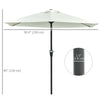 Patio Sun Umbrella, Outdoor Parasol with 6 Ribs, Cream White