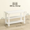 Bamboo Shoe Storage Bench, 3-Tier Entryway Bench with 2 Storage Shelves for Hallway, Holds 6 Pairs, White