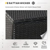 6 Pieces Outdoor PE Rattan Wicker Patio Furniture Sofa Set with Thick Cushions, Deluxe Garden Sectional Couch with Glass Top Table, Black and Dark Blue