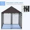 Outdoor Dog Kennel, Welded Wire Steel Fence, Lockable Pet Playpen Crate, with Water-, UV-Resistant Canopy Top, Door, 4.6ft x 4.6ft x 5ft, Black