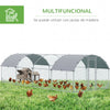 Galvanized Large Metal Chicken Coop Cage Walk-in Enclosure Poultry Hen Run House Playpen Rabbit Hutch with Cover for Outdoor Backyard 9.2' x 24.9' x 6.5'