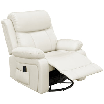 Leather Reclining Chair with Vibration Massage, Swivel Base, Rocking Function, Remote Control