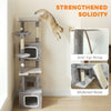 65 Inch Cat Tree with 2 Doors Condos, Plush Top Perch, Hammock, Sisal Scratching Posts, 4 Pompoms, Ramp, Grey