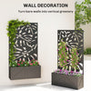 Metal Raised Garden Bed with Trellis for Climbing Plants, Freestanding or Wall Mounted Flower Bed with Privacy Panel