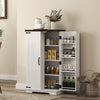 Kitchen Pantry Cabinet with 4-tier Shelving, 6 Spice Racks, Farmhouse Storage Cabinet with Adjustable Shelves, Easy Cleaning, White