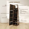 360° Swivel Jewelry Armoire, Lockable Mirror Jewelry Cabinet with Built-In Small Mirror, Rustic Brown
