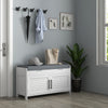 Entryway Bench with Cushion, Hidden Storage, Adjustable Shelves and Shutter Doors, 35.4
