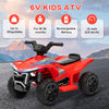 Qaba Kids ATV, 6V Battery Powered Electric Vehicle with Headlights, Music, Forward/Reverse Switch for 18-36 Months, Red