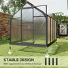 6' x 10' x 6.6' Polycarbonate Greenhouse, Walk-In Green House Kit Garden, Plants Grow, Galvanized Sheet Aluminum Frame with Rain Gutter, Vents and Sliding Door, Grey
