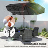 10ft Double-Sided Patio Umbrella with 35 LED Lights, 12 ribs, Extra Large Outdoor Parasol with Twin Canopy, Dark Grey