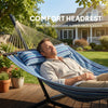 Hammock with Stand Heavy Duty Camping Hammock with Steel Frame for Patio Backyard Blue and White