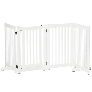 Free Standing Wooden Pet Gate Indoor Dog Barrier Foldable Step Over Doorway Fence Safety Gate with Open Door