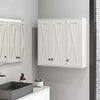 Modern Medicine Cabinet Wall Mounted, Bathroom Wall Cabinet with 3 Doors and Adjustable Shelves, White