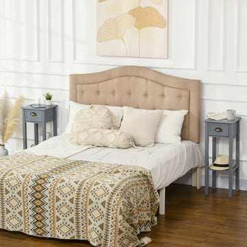 Bedside Table Set of 2, Narrow Side Table with Drawer and Shelf, 2 Tier Tall Nightstand for Bedroom, Grey