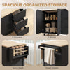 Kitchen Island with Drop Leaf, Rolling Kitchen Cart with Power Outlet, Cabinet, 3 Drawers, Spice Rack, Towel Bar