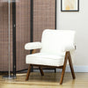 Cashmere Accent Chair Armchair with Wide Seat and Soft Padded Armrests for Reading, Bedroom, Cream White