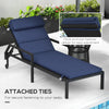 Patio Chaise Lounge Chair Cushions Replacement Sun Lounger Pads with Headrest and Ties, Set of 2, Dark Blue