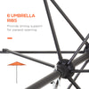 6.6FT Patio Umbrella, Outdoor Parasol with 6 Solid Ribs, Orange