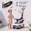 Qaba 3 in 1 Toddler Push Car Licensed Mercedes-Benz with Push Handle, Canopy, Guardrails, Horn, Music for 18-36 Months, White