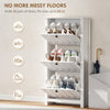 Slim Shoe Cabinet with 3 Flip Drawers, Shoe Storage Cabinet with Adjustable Shelves for Entryway, Holds 12 Pairs, White