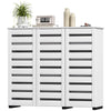 Narrow Shoe Cabinet with Slatted Doors, Adjustable Shelves for 20 Pairs of Shoes, Shoe Cabinet for Entryway