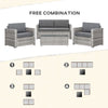 4 Pieces Patio Wicker Sofa Set, Outdoor PE Rattan Extra Wide Seat Conversation Furniture w/ Tempered Glass Table-top & Thick Padded Cushion for Garden, Backyard, Lawn, Mixed Grey