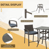 3 Pieces Patio Bar Set Wicker Garden Bistro Set Outdoor Furniture PE Rattan Table and Stools with Seat Cushion, Grey