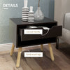 Set of 2 Bedside Table with Drawer and Shelf, Modern Nightstand with Wooden Legs, End Table for Bedroom, White