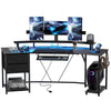 79 inch Gaming Desk with RGB Lights, Computer Table with Power Outlets & USB Ports, Keyboard Tray and 2 Drawers, Black