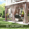 10' x 13' Patio Gazebo, Outdoor 2-Tiers Garden Canopy Yard Sunshade Shelter with Curtains