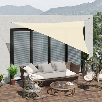 Triangle 10' x 10' x 10' Outdoor Sun Shade Sail, Garden Cover UV Block Fabric Canopy for Patio, Deck, Cream