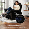 Power Recliner Chair, Fabric Upholstered Recliner Chair with USB Ports, Swivel and Rocking Function, Footrest, Black