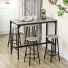5-Piece Bar Table Set for 4, Industrial Counter Height Bar Table and Chairs for Kitchen, Dining Room, Grey