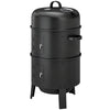 3-in-1 Vertical Charcoal Smoker with 2 Grill Grates, Built-in Thermometer, Adjustable Vent, 2 Doors