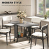 Folding Dining Table, Extendable Kitchen Table for Small Spaces with Storage Shelf and 6 Wheels, Distressed Grey