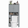 Modern Over the Toilet Storage Cabinet with 2 Doors, Above Commode Storage Cabinet with Toilet Paper Holder, White