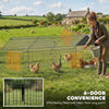 Metal Chicken Coop, Large Chicken Run with Water-Resistant & Anti-UV Cover for 2-3 Hens, Outdoor Hen House with 4 Doors