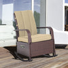 Outdoor Wicker Rocking Chair Patio PE Rattan Recliner Chair with Cushion, Adjustable Footrest, Armrests, Khaki