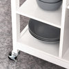 Modern Rolling Kitchen Island Cart with Drawer, Natural Wood Top, Towel Rack, Door Storage Cabinet, White