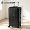 28-Inch Checked Luggage, Hardside Suitcase with Cup Holder, Corner Protection, Double Spinner Wheels, TSA Lock, Black